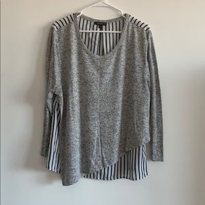 Lane Bryant light sweater and sheer striped back